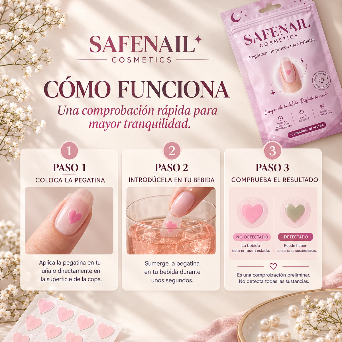 Pegatinas de uñas que analizan tu bebida