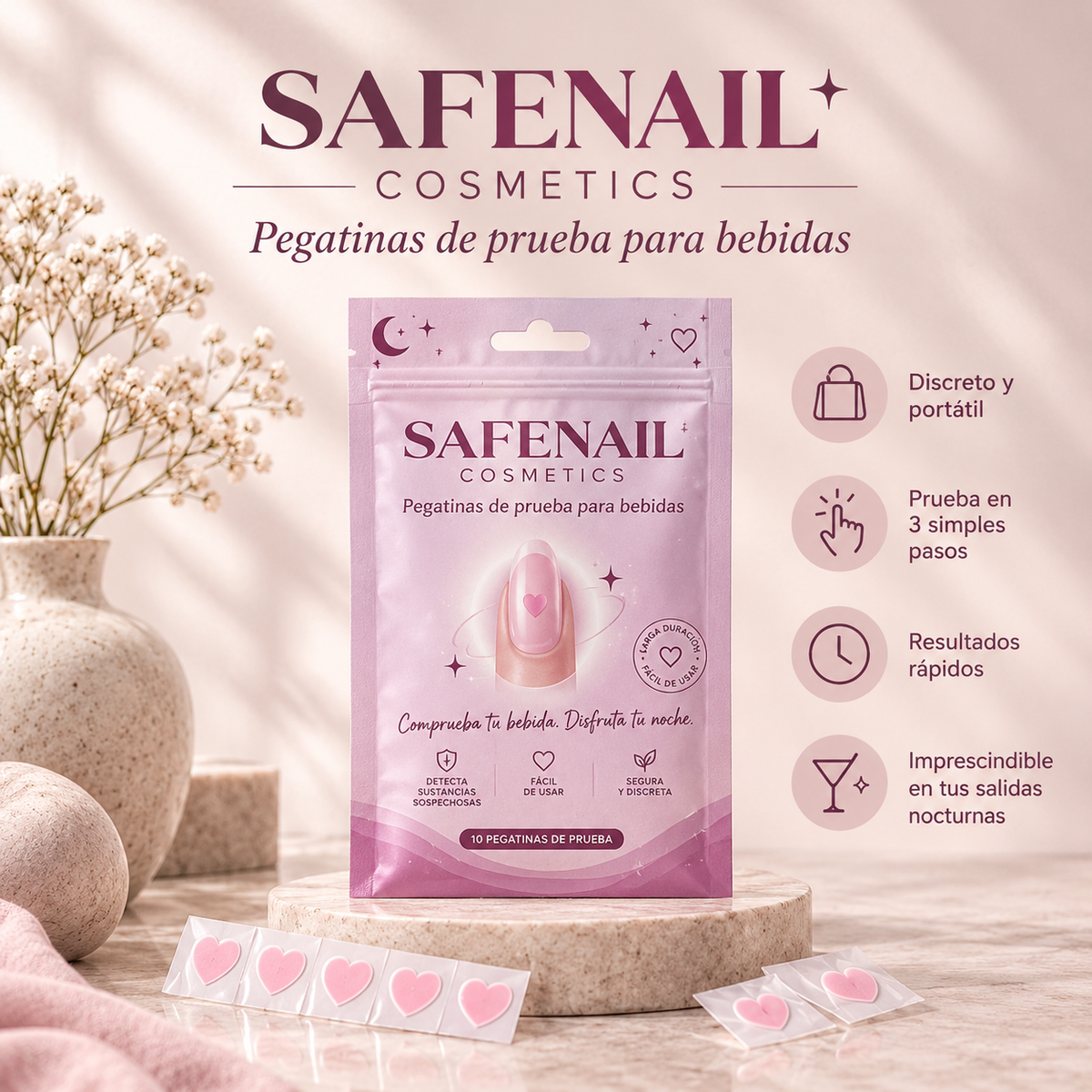 Pegatinas de uñas que analizan tu bebida