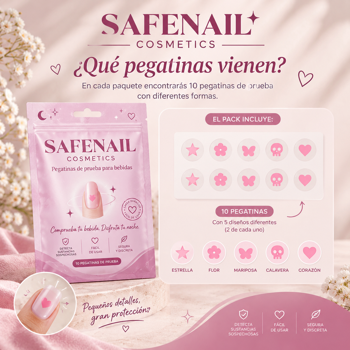 Pegatinas de uñas que analizan tu bebida